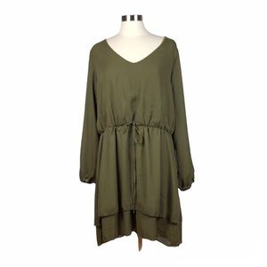 Loralette Olive Green Layered Skirt Dress